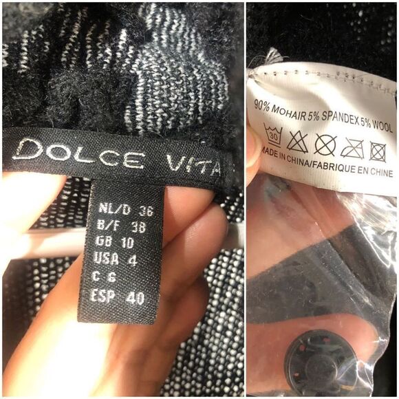 Dolce VITA Mohair Wool Black & Black/White Heather Textured Cardigan Sz 4‎ - Picture 4 of 5